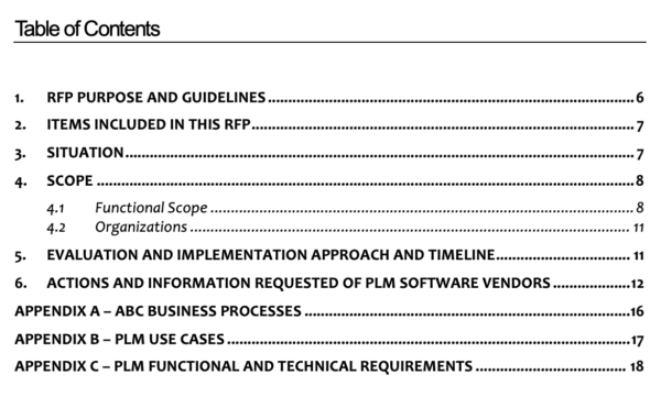 PLM Request for Proposal (RFP) Template